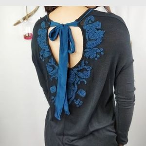 Anthro Akemi + Kin black embroider open tie back